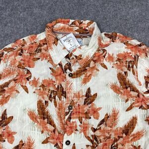 NWT Margaritaville Men's Hawaiian Button Up Shirt Floral Men's Large Beige Rayon